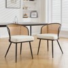 Bekrvio Rattan Dining Chairs - Cane Back & Curved Arm,Boucle Fabric Upholstered, Mid Century Modern Kitchen Chairs for Living Room - 2 of 4