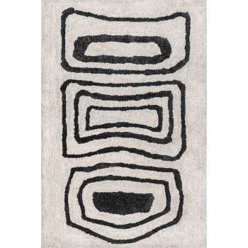 nuLOOM Mica Abstract Circles Shag Area Rug, 4' x 6', Ivory