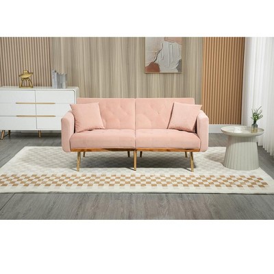 Modern Velvet Loveseat Sofa, 2 Seater Button Tufted Couch With Metal Feet For Living Room Bedroom Apartment