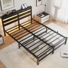 Queen Size Metal Bed Frame with Wooden Headboard, RGB Lights, Charger, Storage Shelf, Noise-Free, No Box Spring Needed, Black - 3 of 4