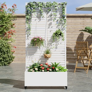 47" H×47"W Dovelina Gray Metal Planter Box with Trellis Privacy Screen for Patio - 1 of 4