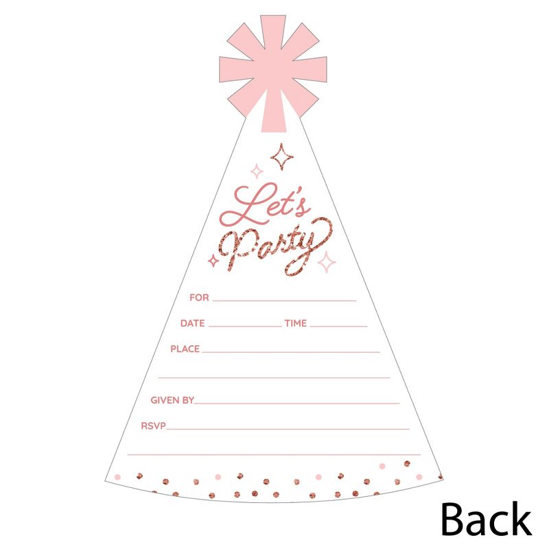 Big Dot of Happiness Pink Rose Gold Birthday - Shaped Fill-In Invitations - Happy Birthday Party Invitation Cards with Envelopes - Set of 12, 5 of 8
