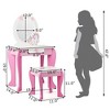 Costway Kids Vanity Makeup Dressing Table Chair Set Wooden W/ Mirror Drawer - 3 of 4