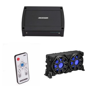 Kicker 51MWLE104 - MWE 10-Inch Loaded Premium Marine Sub Encl w/ Passive Radiator 4ohm & 48KXMA4002 Marine Amp Bundle ( Includes LED Remote ) - 1 of 4