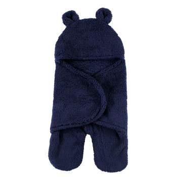 Hudson Baby Infant Boy Animal Faux Shearling Baby Outdoor Stroller Sack Wrap, Navy, One Size