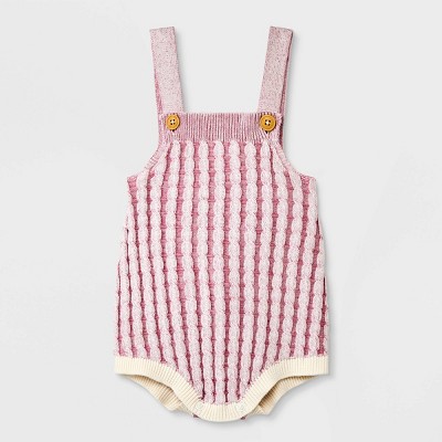 Baby Braided Cable Sweater Romper - Cat & Jack™ Mauve 3-6M
