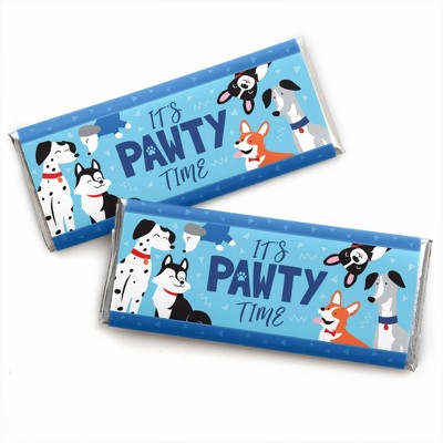 Big Dot of Happiness Pawty Like a Puppy - Candy Bar Wrapper Dog Baby Shower or Birthday Party Favors - Set of 24