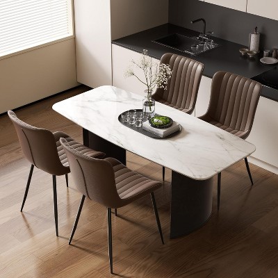 UNISOAR Dining Chairs Set of 2/4, Modern Armless Side Chairs Faux Leather Cushion Seat  for Home, Kitchen, Living Room, Bedroom, Restaurant