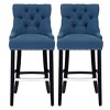 WestinTrends 29" Linen Tufted Buttons Upholstered Wingback Bar Stool (Set of 3) - 3 of 4