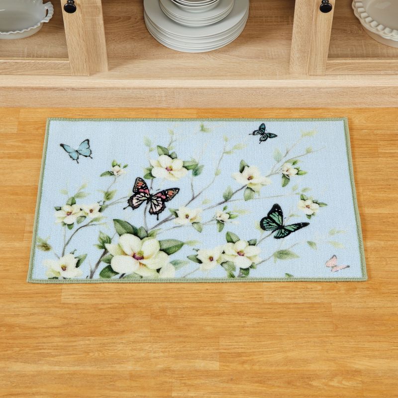 Collections Etc Magnolia Blossoms & Fluttering Butterflies Accent Rug, 2 of 5