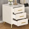 INFURNIC Nightstands Upholstered Wooden Nightstand with 3 Drawers Metal Legs Handles and Marbling Worktop for Bedroom, Beige, 16.3"*16.3"*21.8" - 2 of 4