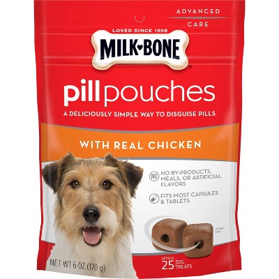 MilkBone Dog Treats Bone Pill Pouches Chicken Flavor 6oz