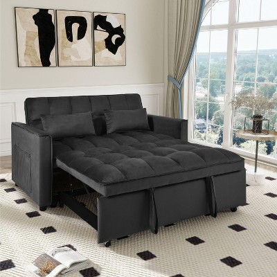 NicBex 3-in-1 Sofa Bed with Adjustable Backrest,Pull-Out Couch Bed with Pockets,Convertible Loveseat with Pillows,Sleeper Sofa for Living Room