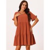 Seta T Women's V Neck Ruffle Short Sleeve Tiered A-Line Flowy Beach Babydoll Dress with Pockets - 2 of 4