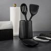 LunaLulinlk (2 pack) 6.2" Ribbed Ceramic Kitchen Utensil Holder, Black - 4 of 4