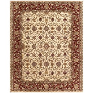 5' X 8' Ivory and Red Oriental Hand Tufted Non Skid Area Rug - 1 of 4