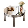 Grungis Sliver Round Coffee Table with Starburst Mirror Mosaic Design,Modern Center Table for Livng Room - 4 of 4