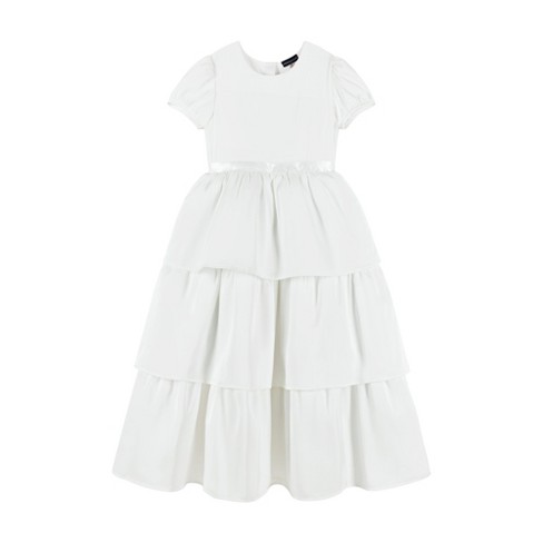 Andy & Evan Kids Puff Sleeve Satin Tiered Dress. White, Size 45242 : Target