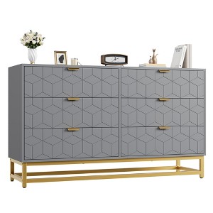 53.5" Drawer Dresser for Bedroom, Wide Modern Storage Chest with Metal Legs, Organizer Cabinet for Entryway or Living Room - 1 of 4