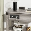 Farmhouse Narrow End Table, 3 Tier Small Sofa Side Table with Drawer, Charging Station for Living Room, Bedroom, Apartments, Grey - 3 of 4