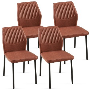 NicBex Dining Chair Set of 4 PU Leather Living Room Armless Chair with Metal Legs - 1 of 4