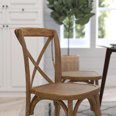 Dark Natural High Cross Back Wooden Side Chair