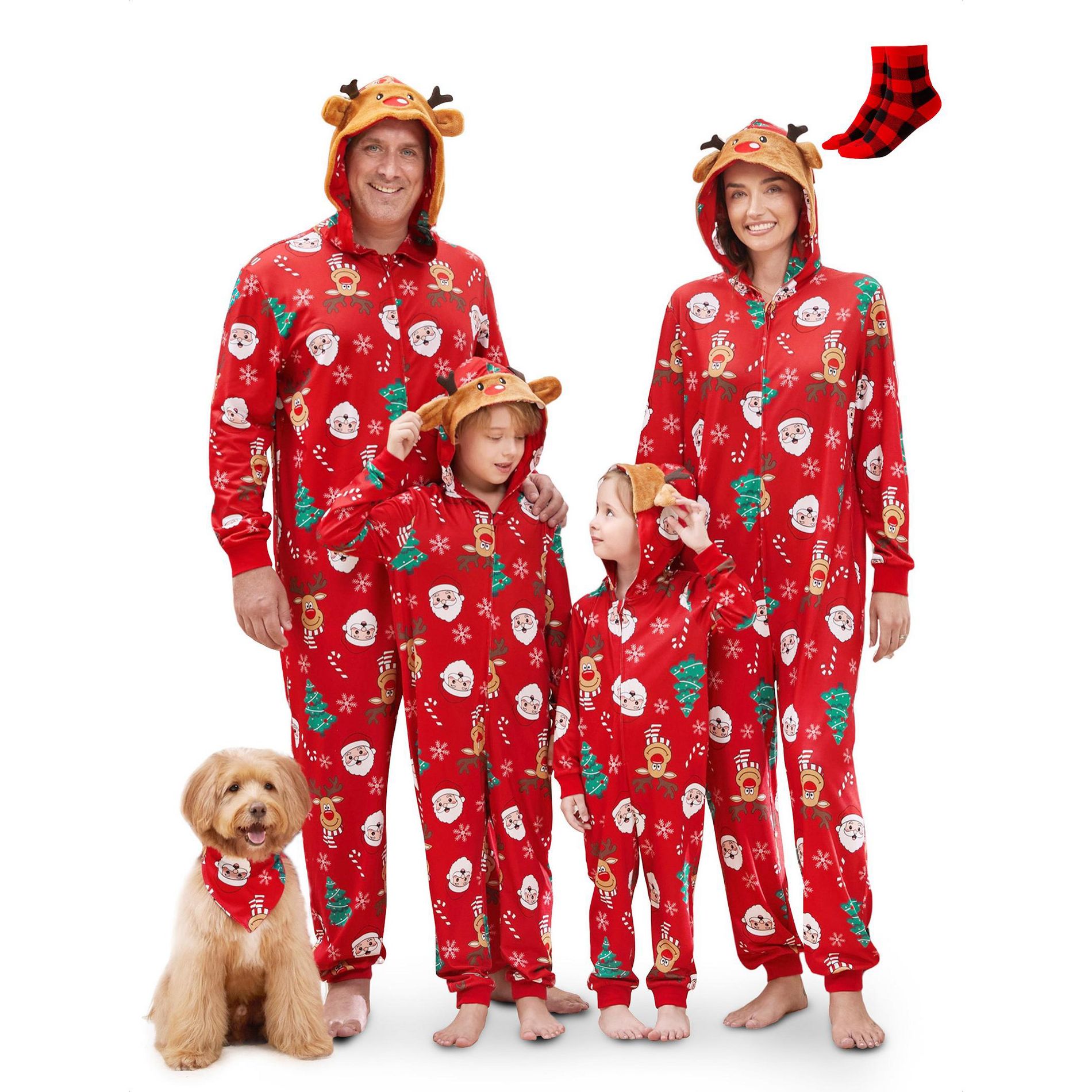 PATPAT Christmas Family Pajama bodysuit Santa Claus Print Pajamas