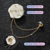 Unique Bargains Cloth Flower Lapel Pin with Gold Badge Tassel Chain Brooches 1.57 inch 1 Pc - 2 of 4