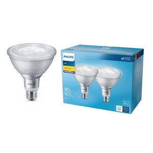 Philips LED 90W Bright White PAR38 2P: Outdoor Floodlight Bulb, Wet Location Suitable, 3000K, 900 Lumens, E26 Base - 1 of 4