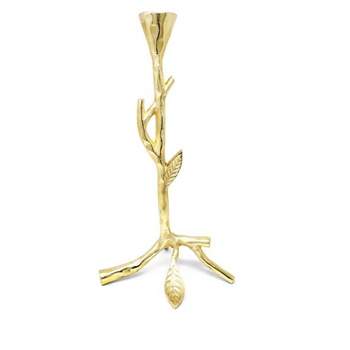 Classic Touch Gold Taper Candle Holder with Branch Design, 2 sizes