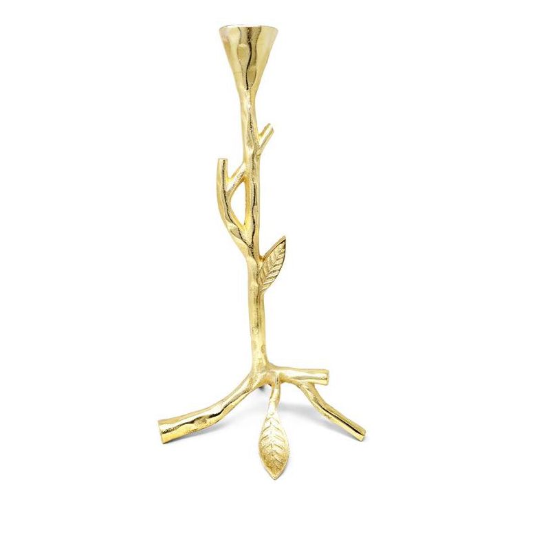 Classic Touch Gold Taper Candle Holder with Branch Design, 2 sizes, 1 of 4