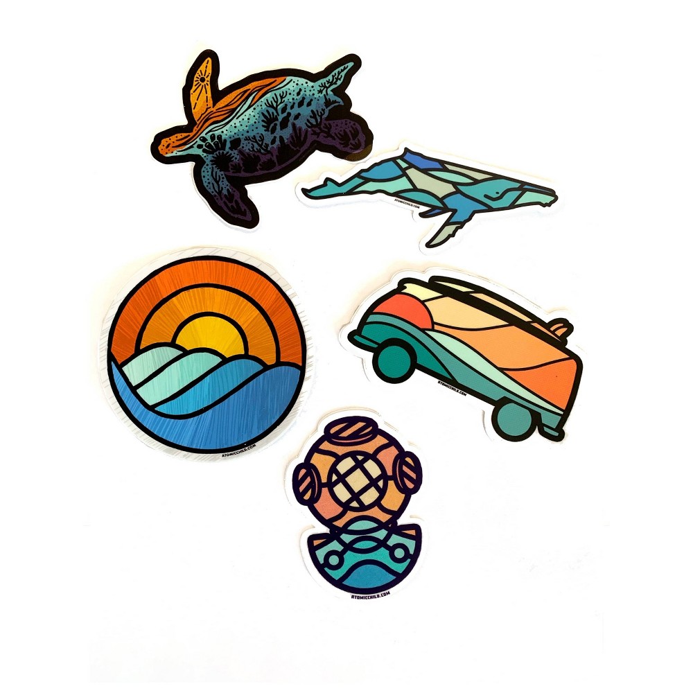 Photos - Creativity Set / Science Kit Atomicchild Oceanview Sticker Pack 5pc
