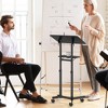 Costway 1/2 PCS Mobile Lectern Podium with Tilting Top Storage Tray Lockable Casters Black - 4 of 4
