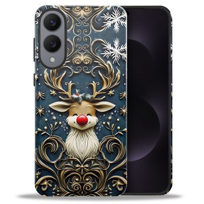BONGEEK Case Compatible with Samsung Galaxy S23Ultra,Scratch Resistant Hybrid 2-Layer Hard Shell Bright Phone Case,Christmas Snowflake Reindeer Lovely