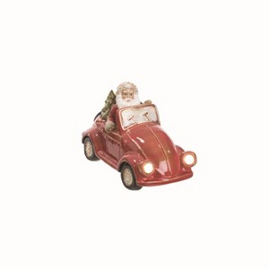 Transpac Multicolor Ceramic Christmas Light Up Santa Car Decor for Festive Holiday Home Decoration - 1 of 2