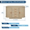 Buffet Cabinet, 47" Fluted Multi-Functional Coffee Bar with 4 Drawers & Sliding Doors - Modern Oak Sideboard - 4 of 4