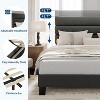 Acekool King Platform Bed - Linen Upholstered Frame with Adjustable Headboard - 4 of 4