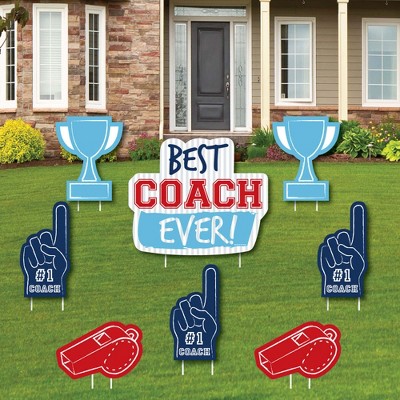 Big Dot of Happiness Best Coach Ever - Yard Sign and Outdoor Lawn Decorations - Coach Appreciation Yard Signs - Set of 8