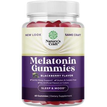 Melatonin 5mg Natural Sleep Aid Gummies, Blackberry Flavor, Nature's Craft, 60ct