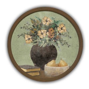Creative Products Sage Floral and Pears Still Life 20 x 20 Round Framed Print - 1 of 4