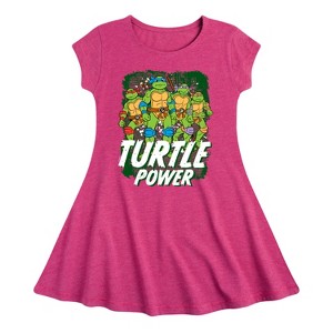 Girls' - Teenage Mutant Ninja Turtles - Leo and Brothers Turtle Power Fit & Flair Cap Sleeve Dress - 1 of 2