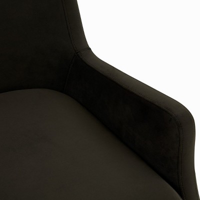 Black Velvet Transitional Arm Chair with Wood Legs
