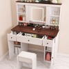 Vanity Desk Modern Farmhouse with Sliding Mirror and Charging Station for Bedroom Storage - 3irtyhousy - 3 of 4