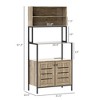 Baker's Rack with Power Outlet and Storage Shelves, Microwave Stand with Louvred Door Cabinets - 3 of 4
