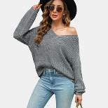 Women's Chunky Heathered Knit V-Neck Sweater - Cupshe