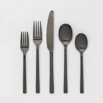 20pc Stainless Steel Marsio Matte Silverware Set Black - Project 62™