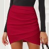 EXLURA 2025 Women's Bodycon Ruched Tulip Mini Skirt Elastic High Waist Asymmetrical Short Skirt - 2 of 4