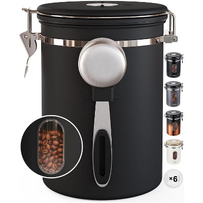 22OZ Airtight Stainless Steel Coffee Canister with Window, for Beans & Grounds