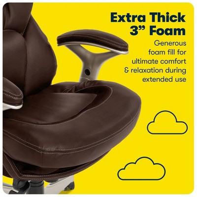 Chestnut Brown Bonded Leather Ergonomic Executive Chair with Adjustable Arms