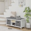 HOMCOM Shoe Bench with Cushion, Storage Bench for Entryway with Padded Seat, 2 Drawers and Adjustable Shelf for Hallway, Living Room, Bedroom, White - 3 of 4